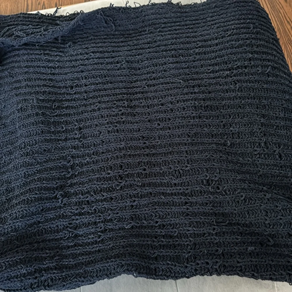 West Elm Knitted Dark Navy Blue Throw Blanket 50 x 60